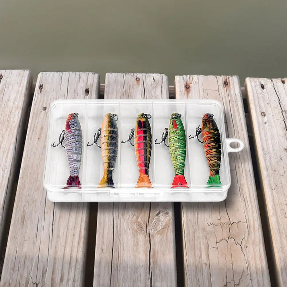 Alloet 5Pcs Jointed Swimbait Lures With Treble Hooks Sinking Crankbait