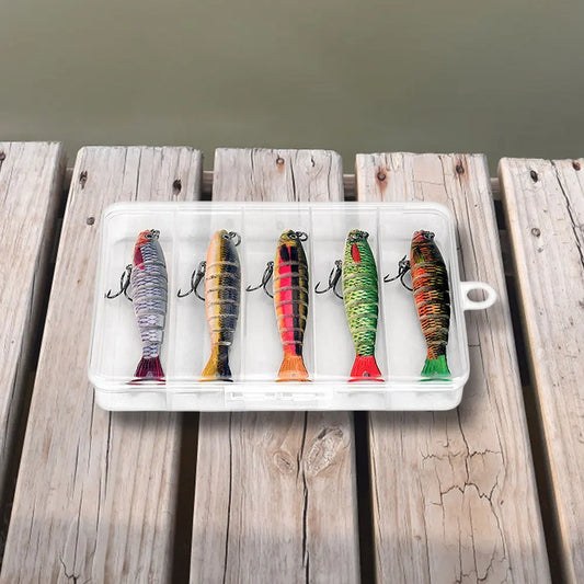 Alloet 5Pcs Jointed Swimbait Lures With Treble Hooks Sinking Crankbait