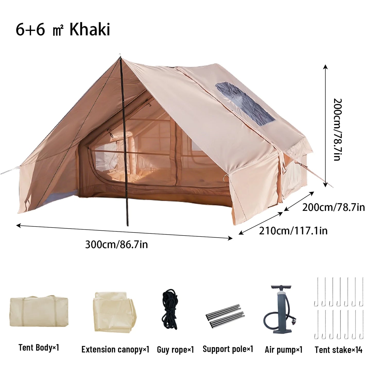 Pakicetus Inflatable Tent With Skylight Quick Setup 4 To 6 People