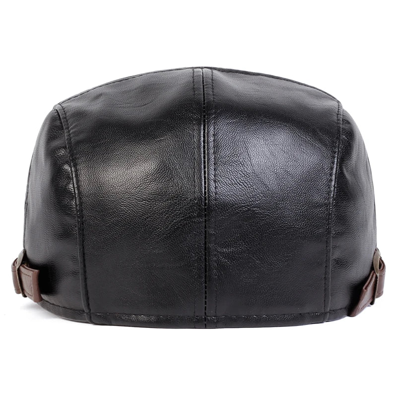 JAMONT Men PU Leather Newsboy Caps Vintage Flat Hat